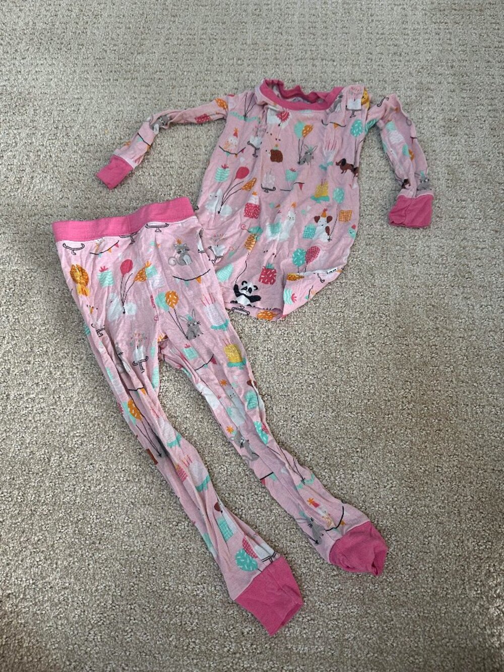 Little Sleepies Pink Party Animals Two-Piece Pajama Set 18-24 Months Bamboo